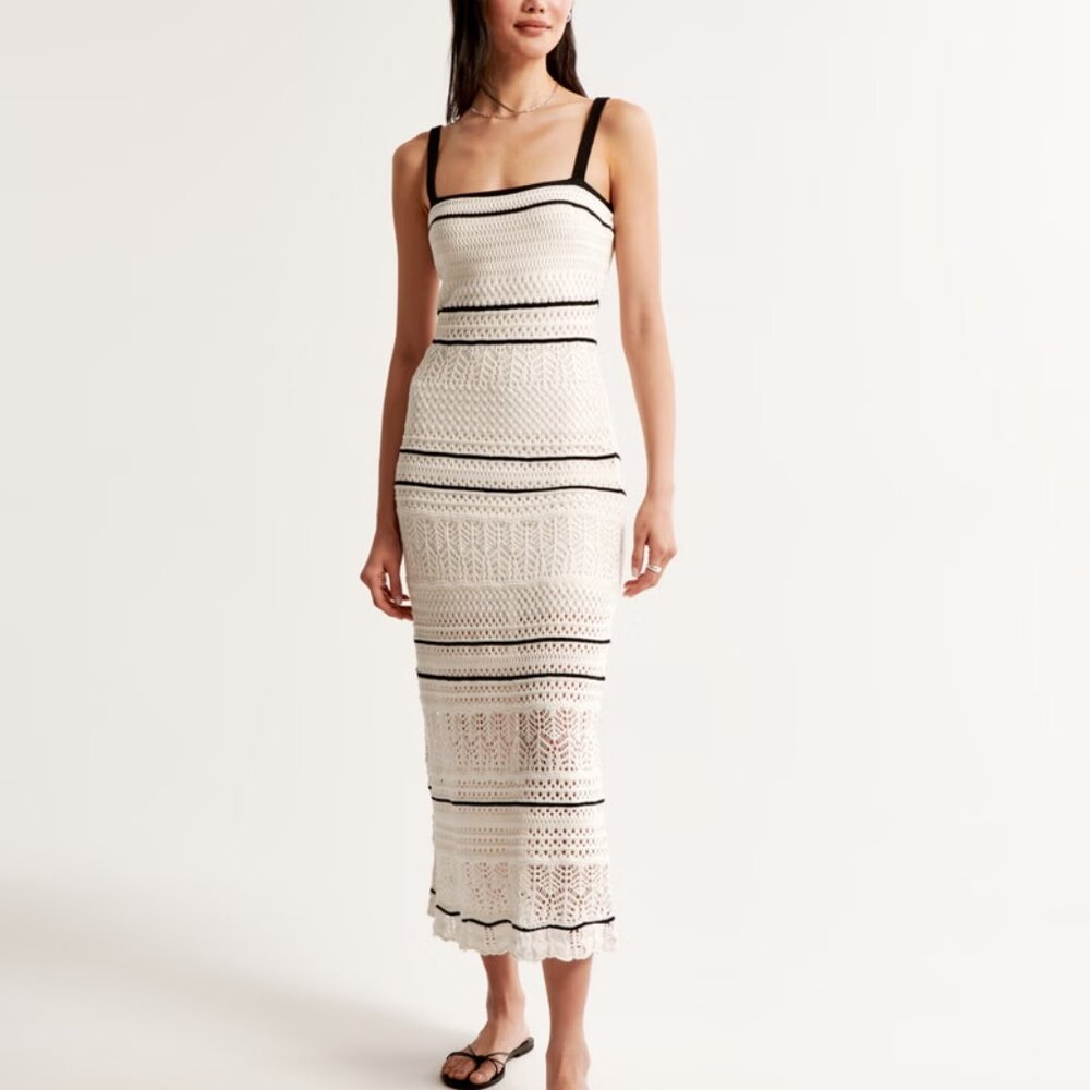Abercrombie Crochet-Style Maxi Dress - White - NWT